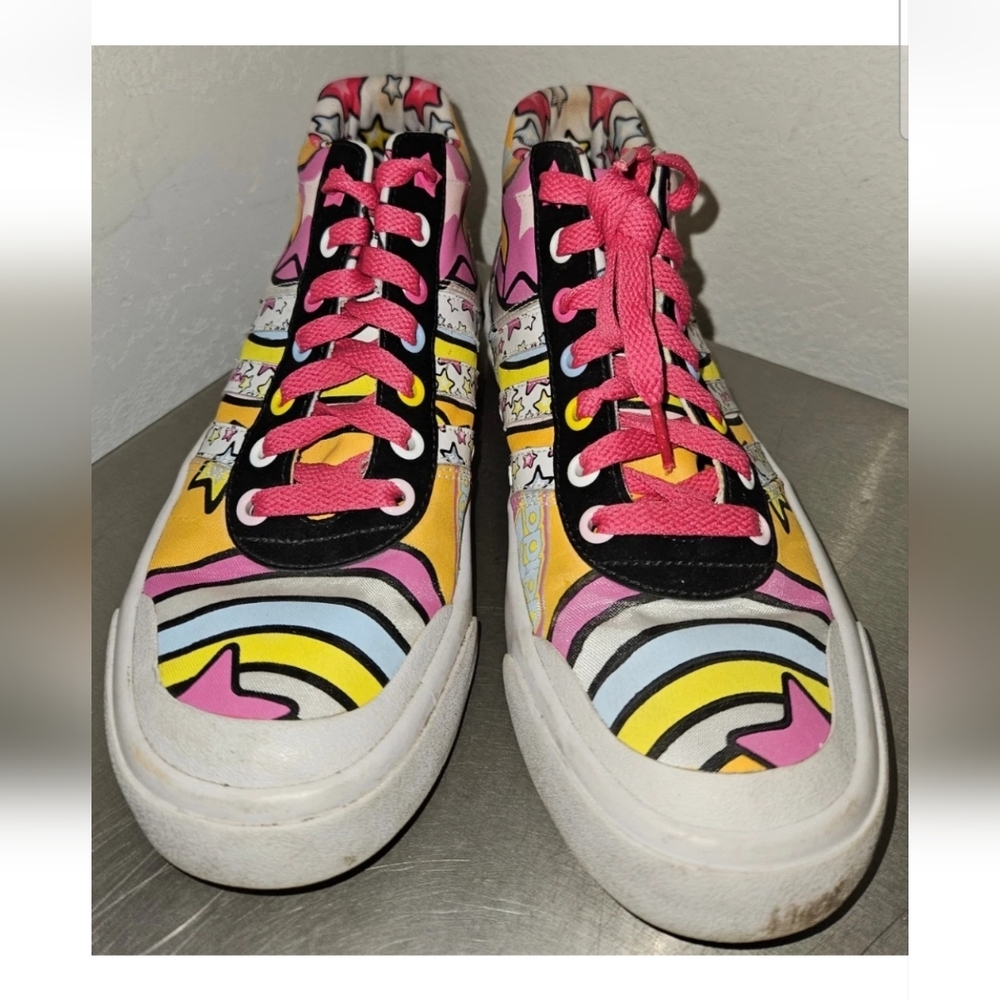 Adidas Mid Top Colorful Tennis Shoes Size US 7 Limited Sample Lace Up GUC